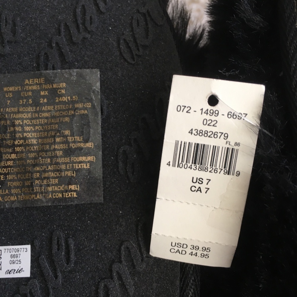 aerie Black Faux Fur Slide Slippers - Picture 6 of 6